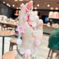 Creative acrylic pentagram beaded bracelet keychain cute bag charm and phone strap accessory. - Star Beaded - Pink