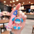 Cute electroplated cartoon puppy keychain shiny doll bag pendant keyring accessory gift - Electroplated Cinnamoroll - Pink