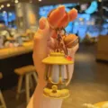 Mini vintage camping lantern keychain with LED light, cute bag pendant and gift accessories - Dark Brown