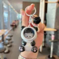 Cute panda astronaut keychain backpack pendant with bell for women girls lovely gift - White Cat