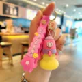 Creative rocket glowing keychain, cute silicone night light bag charm, ideal gift pendant. - Pink