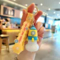Creative glowing rocket night light keychain cute bag pendant atmosphere gift key ring - Yellow