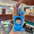 Cute blue bear liquid keychain bag pendant glowing night light cute cartoon backpack accessory - Blue Cat