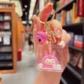 Bellissimo portachiavi sabbia mobile acrilico con ciondolo kiki rosa per borsa regalo - Rosso rosa