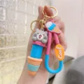 Cute cartoon animal telescopic keychain decompression bag pendant creative gift key chain item. - Telescopic Ice Cream Animal - Gray Cat