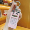 Cute pink panda calculator keychain, portable mini electronic gadget for keys and bags. - Pink