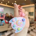 Pink cartoon rocket game console keychain toy for kids cute bag pendant accessory - Rose Pink