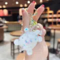 Portachiavi tartaruga glitter liquido carino, dettaglio in resina trasparente, ciondolo borsa lucido. - Perle Luminose—Bianco