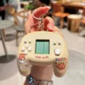Cute capybara electronic game console keychain detail, portable decompression toy pendant. - Whack-A-Mole Style—HAPPY
