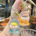 Cute transparent fruit liquid floating glitter keychain bag pendant toy doll charm - Glitter Orange