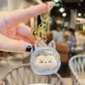Cute Cartoon Kiki Quicksand Liquid Glitter Keychain Bag Charm Golden Ring Pendant Top - Glitter White