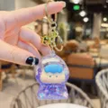 Cute Quicksand Keychain Purple Liquid Oil Filled Toy Bag Pendant Cute Design Variant - Glitter Purple