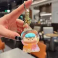Cute liquid quicksand keychain, transparent floating bead oil charm for bags and keys. - Beads-Multicolor