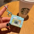 Cute cartoon cassette tape keychain bag pendant, retro music player stress relief toy gift. - Animal Walkman - Blue Bear