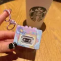 Cartoon music cassette keychain cute purple toy bag pendant keyring lovely gift - Animal Walkman - Purple Cat