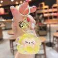 Adorable quicksand glitter dumpling keychain character charm pendant for bags and keys daily use. - Yellow