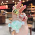 Simpatico portachiavi tartaruga con liquido e glitter, ciondolo trasparente per borsa. - Perle Luminose—Verde