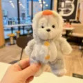 Lindo llavero de oso de peluche esponjoso y colgante de mochila suave regalo - Pingüino Gris