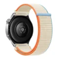 Cinturino in nylon per smartwatch, ricambio intrecciato traspirante con bottone sicuro. - Crema