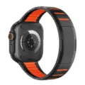 Stainless steel two-color watch band compatible with Apple Watch Ultra series men's strap - Black and Orange
