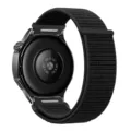 Cinturino di ricambio in nylon compatibile con smartwatch, vista posteriore con connettore. - nero puro