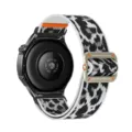 Vervangende nylon horlogeband compatibel met smartwatches, duurzaam geweven ontwerp. - Witte Luipaard
