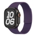 Purple litchi grain magnetic silicone watch band compatible with Apple Watch Ultra SE Series. - 42/44/45/49/10-11 Gen 46MM Universal / New Plum