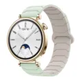 Silicone magnetic watch strap replacement compatible with Samsung and Huawei smartwatches. - Light Mint with Starlight
