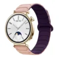Silicone magnetic watch strap detail, dual-color pink and purple design with gold connectors. - Pink Sand and New Plum