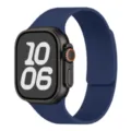 Dark Blue Litchi Grain Magnetic Silicone Watch Strap Compatible with Apple Watch Ultra - 42/44/45/49/10-11 Gen 46MM Universal / Midnight Blue
