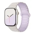 Silicone magnetic watch band detail view, dual-color replacement strap for smart watch. - Starlight and Shimmer Purple