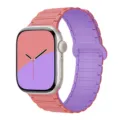 Silicone magnetic watch band replacement strap compatible with Apple Watch, pink and purple. - Bright Guava Pink