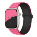 Detailed close-up of the pink and black magnetic silicone watch strap showing texture. - Orange Pink and Black