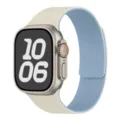 Apple Watch Ultra Magnet Silikon Armband mit Litschimuster, zweifarbig Ersatzarmband. - 42/44/45/49/10-11 Gen 46MM Universal / Antikweiß und Nebelblau