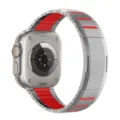Stainless steel watch strap dual color curved metal band replacement for Apple Watch Ultra S11 - Titanium Burgundy