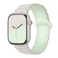 Silicone magnetic watch strap detail, dual tone design, comfortable and flexible fit. - Starlight and Light Mint