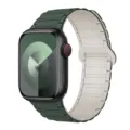Replacement silicone magnetic watch band for Apple Watch ultra series, green and gray color - Dark Green and Starlight