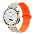 Replacement silicone magnetic watch strap for smart watch, dual color grey and orange. - Starlight with Orange