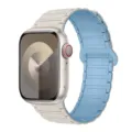Silicone magnetic watch band compatible with smartwatches, stylish dual color replacement strap. - Antique White & Mist Blue