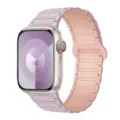 Silicone magnetic watch strap compatible with Apple Watch, soft replacement band for smart watch. - Light Purple & Pink Sand