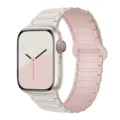 Silicone magnetic watch band replacement compatible with smartwatches stylish pink and white design - Starlight with Oxford Pink