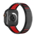 Compatible with Apple Watch Ultra strap black red metal links replacement smart watch band - Black Burgundy