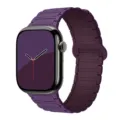 Purple silicone magnetic watch band replacement strap compatible for smart watch accessory - New Plum with Berry Purple