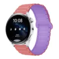 Cinturino magnetico in silicone di ricambio per smartwatch, vista dettagliata del cinturino colorato. - Rosa guava brillante / 18mm