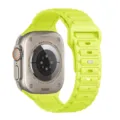 Dettaglio cinturino orologio silicone giallo neon, design a maglie 3 perle, flessibile. - Verde fluorescente