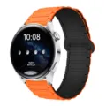 Cinturino per orologio in silicone magnetico compatibile con smartwatch Samsung e Huawei. - Arancione e Nero / 18mm