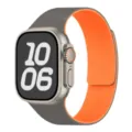 Ersatz Silikon Uhrenarmband mit magnetischem Litschimuster kompatibel mit Apple Watch Ultra. - 42/44/45/49/10-11 Gen 46MM Universal / Grau & Orange