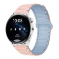 Silicone magnetic watch strap replacement compatible with Samsung Galaxy Huawei watch models. - 20mm / Pink Sand with Mist Blue