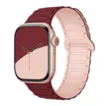 Silicone magnetic watch strap replacement in burgundy and pink for smart watch accessories. - Wine Red & Pink Sand