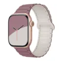 Silicone magnetic watch band replacement for Apple Watch ultra se series, rose gold case. - Smoke Purple and Starlight